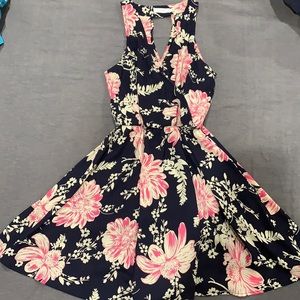Lush floral faux wrap dress
